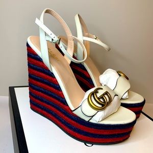 GUCCI Marmont Lifford leather espadrilles wedge Sandal | 37